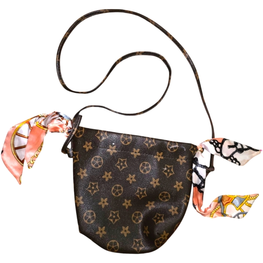 Designer Brown Crossbody Bag with Pink Accents